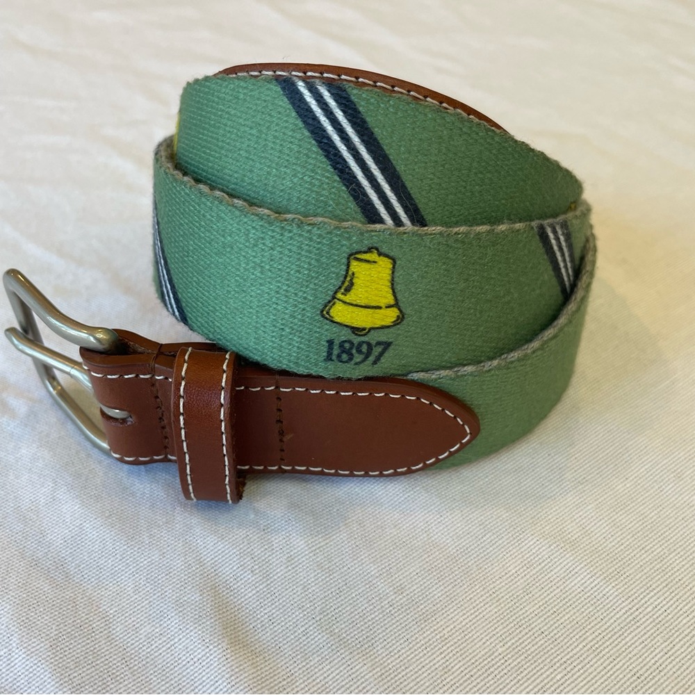PETER MILLAR Needlepoint Golf Leather Atlantic City Country Club Belt Size 36⛳️